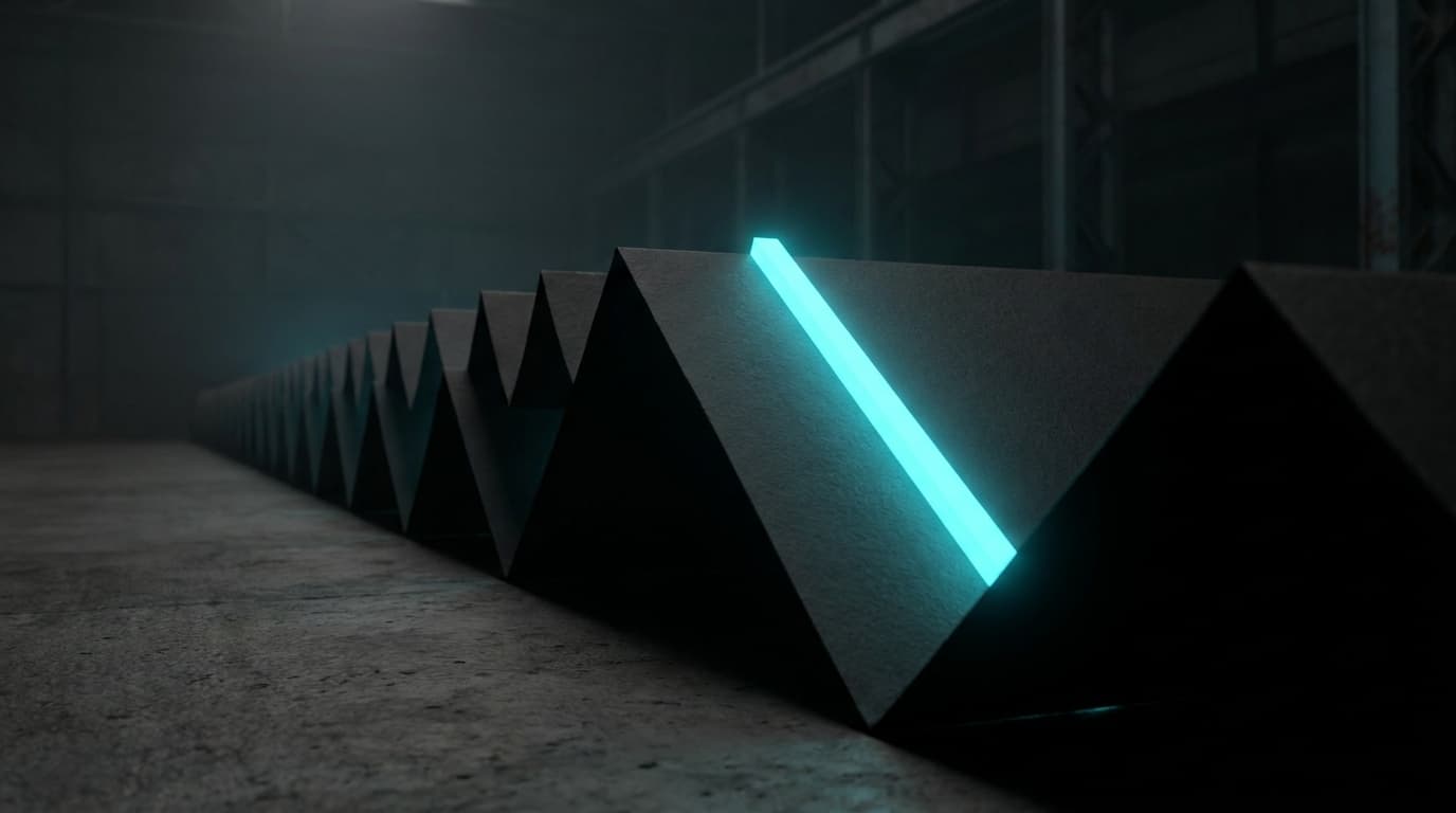 A long folded accordion-fan form extending into vanishing-point distance — the context window.