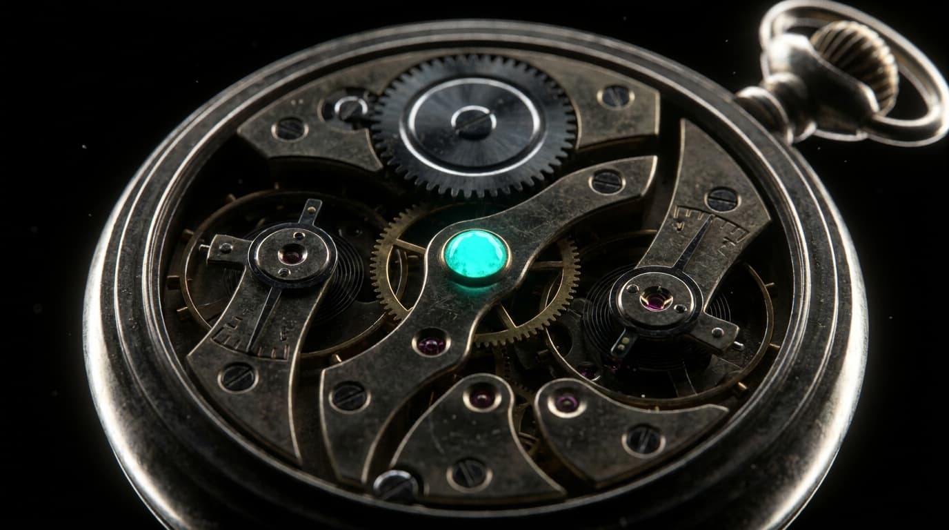 Macro of an open mechanical watch movement showing gears and jewels — interpretability is looking inside.